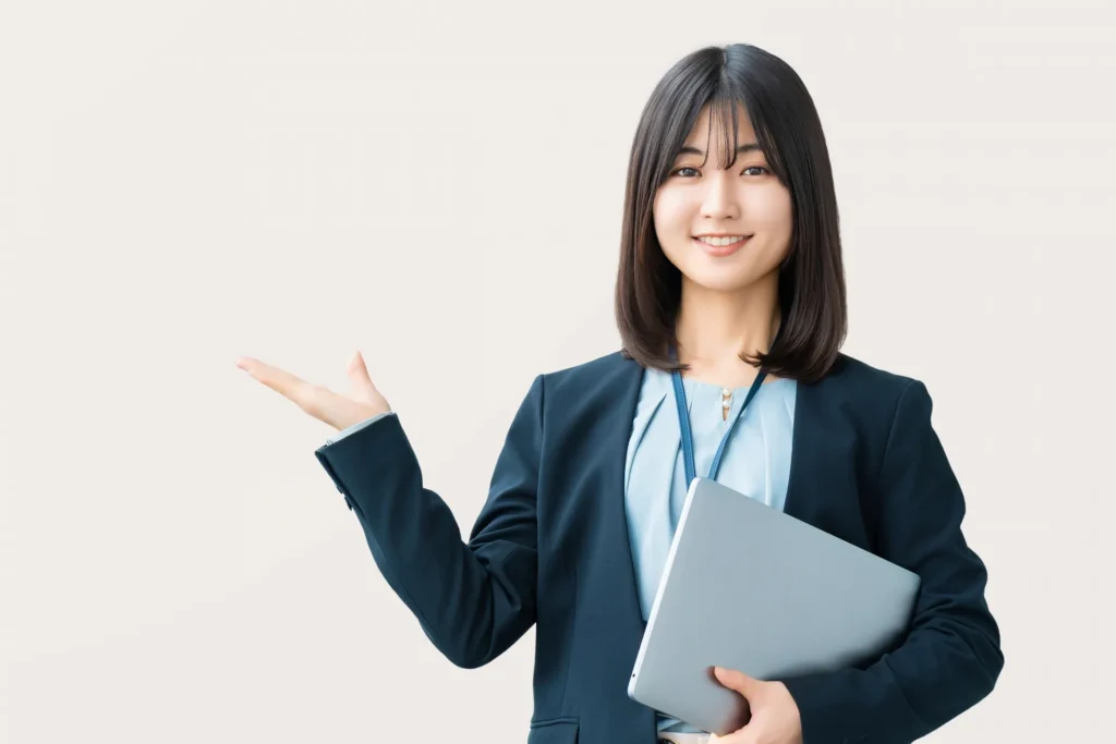 案内する女性